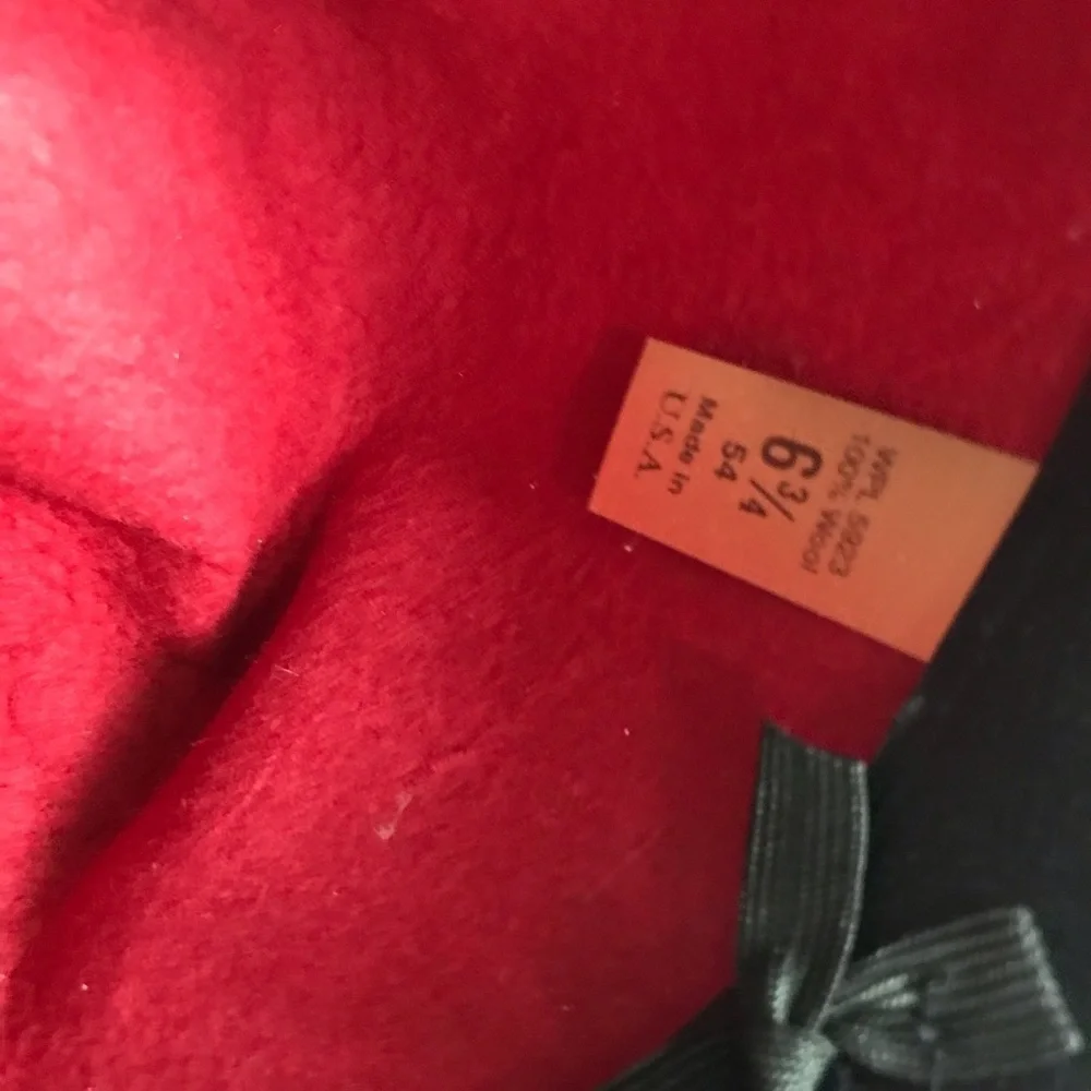 Nancy Hughes Hat She’s A Lady Western Red Wool Felt Velveteen Band & Bow  6.3/4